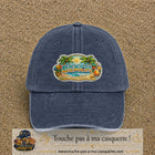 Casquette Bleu marine délavé motif Plage tropicale Beach 7 cm - vue principale