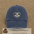 Casquette Bleu marine délavé motif Chien rieur 5 cm - vue principale