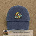 Casquette Bleu marine délavé 100% coton avec motif Surfing Wolf 7 cm - image principale