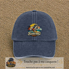 Casquette Bleu marine délavé 100% coton avec motif Surfing Wolf 7 cm - image principale