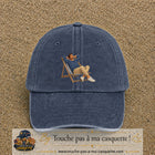 Casquette Bleu marine délavé 100% coton avec motif Pause soleil transat 7 cm - image principale