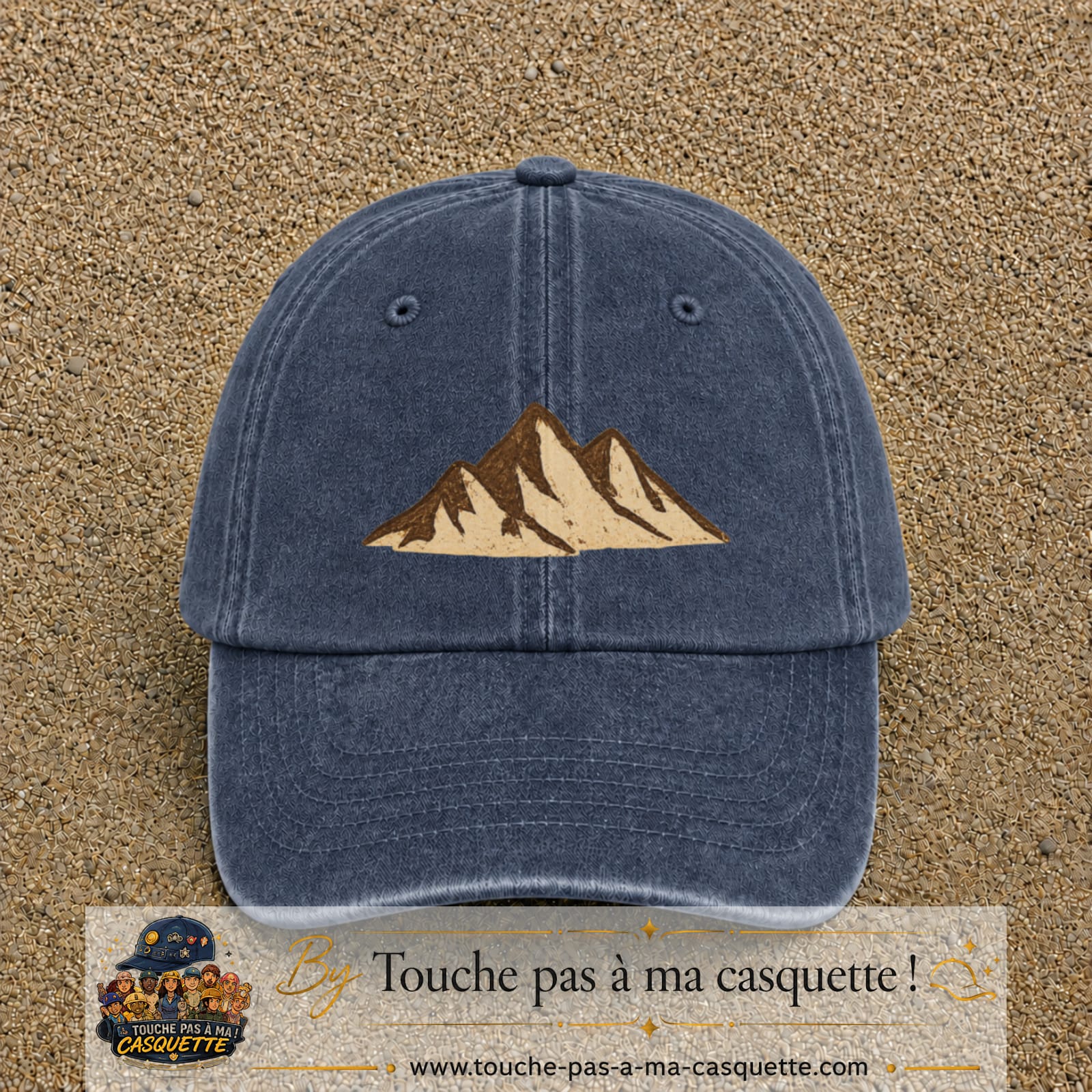 Casquette Bleu marine délavé 100% coton avec motif Montagnes bohèmes 5 cm - image principale