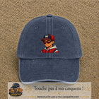 Casquette Bleu marine délavé 100% coton avec motif Garçon casquette rouge et lunettes 7 cm - image principale