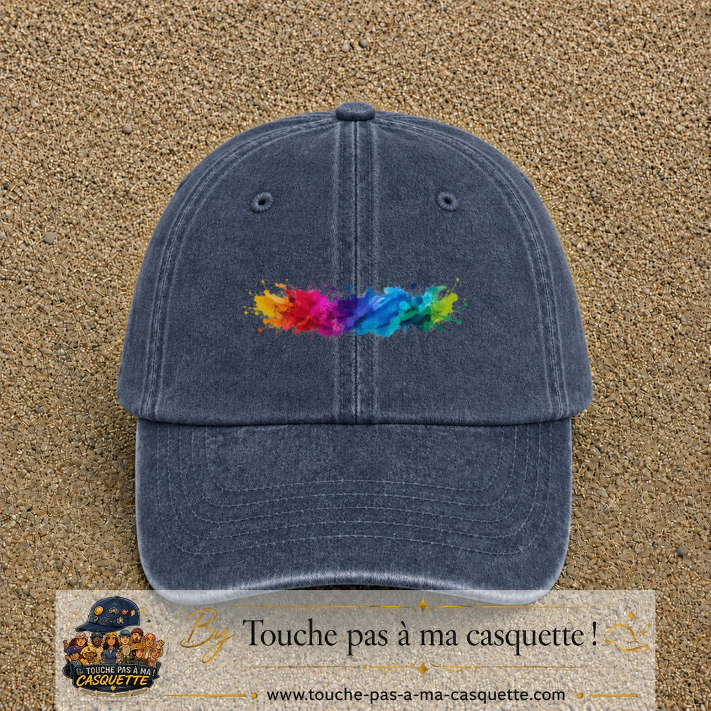 Casquette baseball Bleu marine délavé 100% coton avec visuel Éclaboussure peinture 3 cm - image produit principale