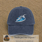 Casquette Bleu marine délavé 100% coton avec motif Fer à repasser bleu 7 cm - image principale