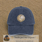 Casquette Bleu marine délavé motif Lune endormie 7 cm - vue principale