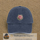 Casquette Bleu marine délavé motif Rose tendre 5 cm - vue principale