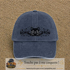 Casquette Bleu marine délavé motif Chat Ron Ron 7 cm - vue principale