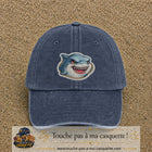 Casquette Bleu marine délavé motif Requin fun 7 cm - vue principale