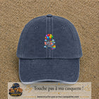 Casquette baseball Bleu marine délavé 100% coton avec motif Éléphant aux ballons 7 cm - image principale