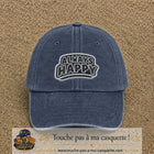 Casquette Bleu marine délavé motif Message Always Happy 7 cm - vue principale