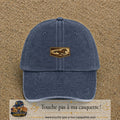 Casquette baseball Bleu marine délavé 100% coton avec visuel Cheval en course 3 cm - image produit principale