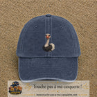 Casquette Bleu marine délavé 100% coton avec motif Autruche souriante 7 cm - image principale