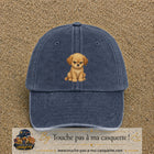 Casquette baseball Bleu marine délavé 100% coton avec motif Chiot boudeur 7 cm - image principale