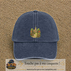 Casquette Bleu marine délavé 100% coton avec motif Village église campagne 7 cm - image principale