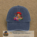 Casquette baseball Bleu marine délavé 100% coton avec motif Juliette 7 cm - image principale