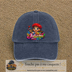 Casquette baseball Bleu marine délavé 100% coton avec motif Juliette 7 cm - image principale