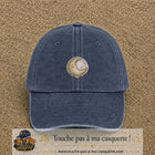 Casquette Bleu marine délavé motif Lune endormie 5 cm - vue principale