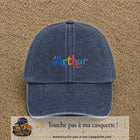 Casquette baseball Bleu marine délavé 100% coton avec visuel Prénom Arthur coloré 5 cm - image produit principale