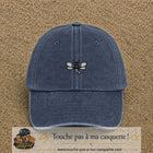 Casquette Bleu marine délavé motif Abeille souriante 3 cm - vue principale