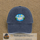 Casquette baseball Bleu marine délavé 100% coton avec visuel Cygne sur lac 7 cm - image produit principale