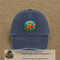 Casquette baseball Bleu marine délavé 100% coton avec visuel Poisson rouge ovale 7 cm - image produit principale