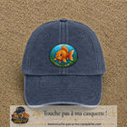Casquette baseball Bleu marine délavé 100% coton avec visuel Poisson rouge ovale 7 cm - image produit principale