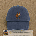 Casquette baseball Bleu marine délavé 100% coton avec motif Cow-boy à cheval 7 cm - image principale