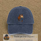 Casquette baseball Bleu marine délavé 100% coton avec motif Cow-boy à cheval 7 cm - image principale