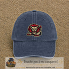 Casquette Bleu marine délavé 100% coton avec motif Lion rouge rugissant 7 cm - image principale
