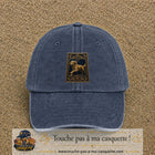 Casquette baseball Bleu marine délavé 100% coton avec visuel Chien noble 7 cm - image produit principale