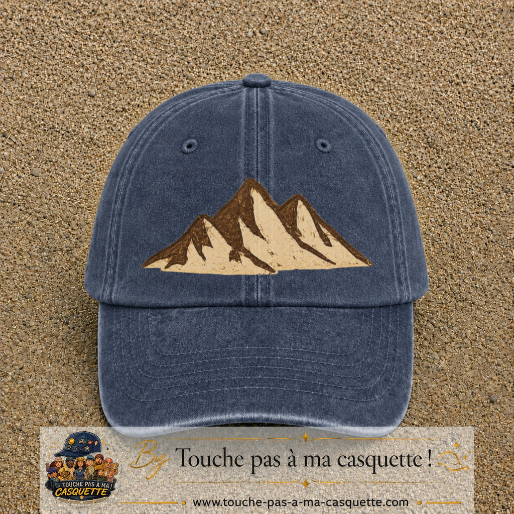 Casquette Bleu marine délavé 100% coton avec motif Montagnes bohèmes 7 cm - image principale