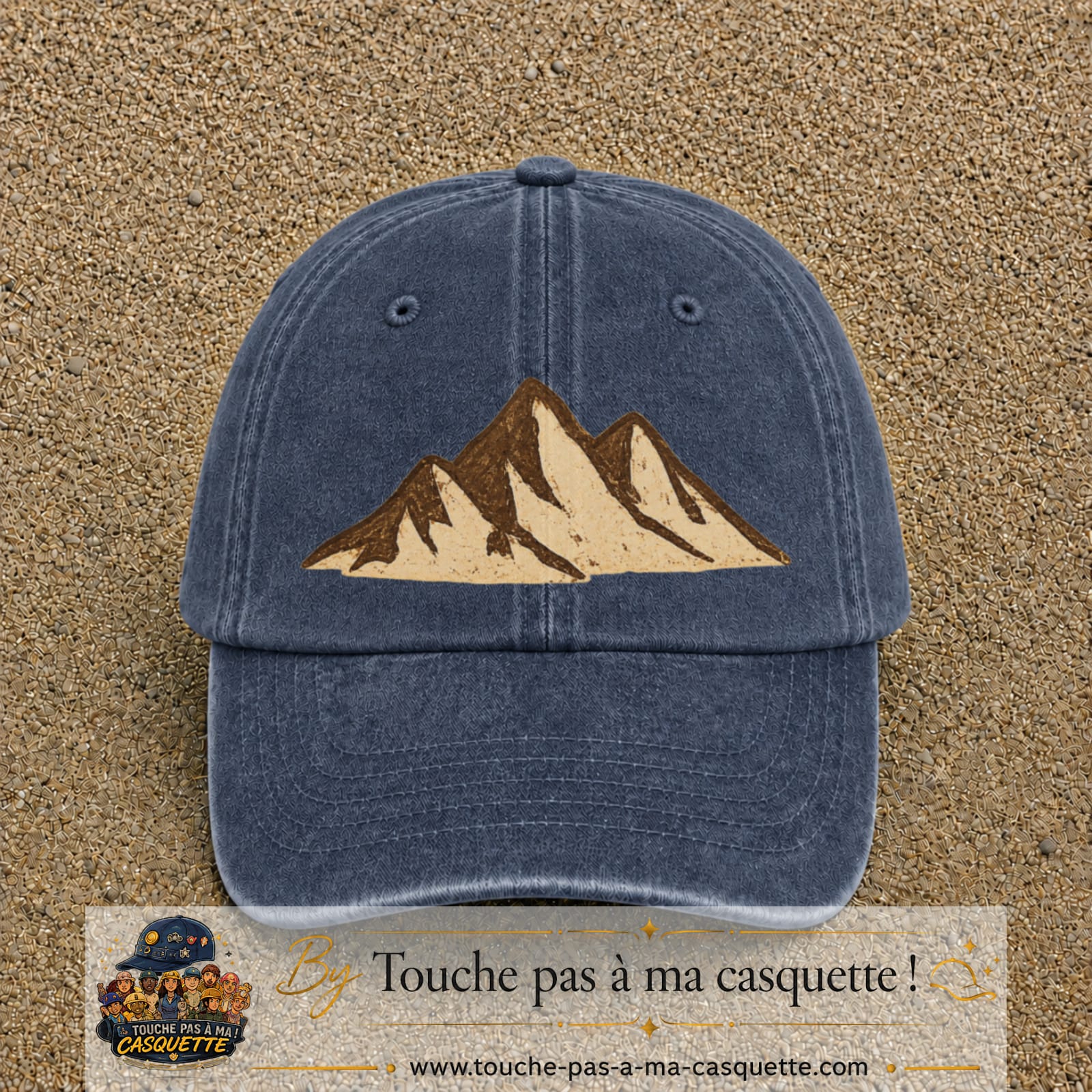 Casquette Bleu marine délavé 100% coton avec motif Montagnes bohèmes 7 cm - image principale