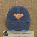 Casquette Bleu marine délavé 100% coton avec motif Poignée de main 5 cm - image principale