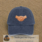 Casquette Bleu marine délavé 100% coton avec motif Poignée de main 5 cm - image principale