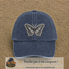 Casquette Bleu marine délavé motif Papillon graphique 7 cm - vue principale