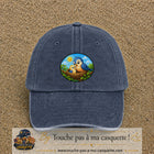 Casquette baseball Bleu marine délavé 100% coton avec visuel Oiseaux au nid 7 cm - image produit principale