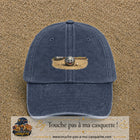 Casquette baseball Bleu marine délavé 100% coton avec motif Boule de pétanque souriante 7 cm - image principale