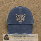 Casquette Bleu marine délavé motif Hibou sage 7 cm - vue principale