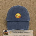 Casquette baseball Bleu marine délavé 100% coton avec visuel Emoji bisou cœur 5 cm - image produit principale