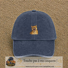 Casquette Bleu marine délavé 100% coton avec motif Félin sauvage qui rit 5 cm - image principale