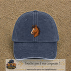 Casquette baseball Bleu marine délavé 100% coton avec visuel Cheval souriant 7 cm - image produit principale