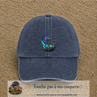 Casquette Bleu marine délavé 100% coton avec motif Drakkar viking et marteau de Thor 7 cm - image principale