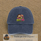 Casquette baseball Bleu marine délavé 100% coton avec visuel Miam de nez 7 cm - image produit principale