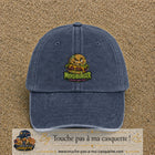 Casquette baseball Bleu marine délavé 100% coton avec visuel Moistburger dégueu mais fier 7 cm - image produit principale
