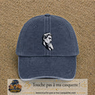 Casquette Bleu marine délavé 100% coton avec motif Portrait homme penseur 7 cm - image principale