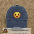 Casquette Bleu marine délavé motif Smiley joyeux 7 cm - vue principale