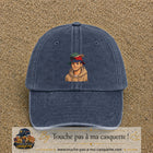 Casquette Bleu marine délavé 100% coton avec motif Portrait homme casquettes 7 cm - image principale