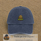 Casquette baseball Bleu marine délavé 100% coton avec visuel Moistburger dégueu mais fier 5 cm - image produit principale