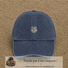 Casquette Bleu marine délavé motif Husky joyeux 3 cm - vue principale